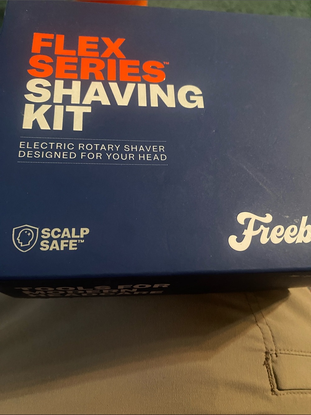 freebird Flex Series Shaving Kit - Navy Blue with Orange Accents